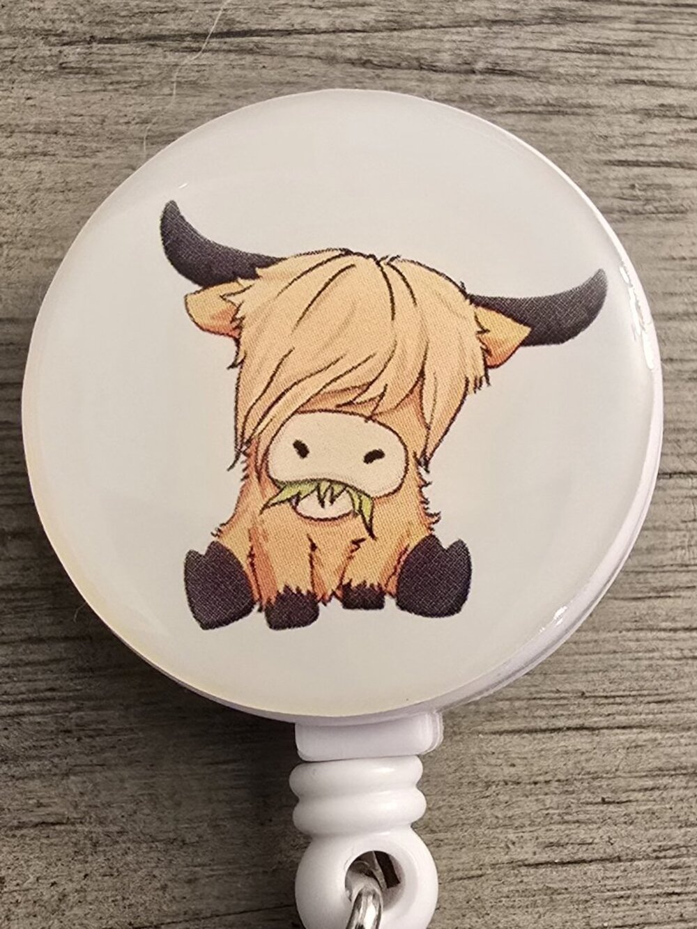 Highland Cow Retractable Badge Reel ID Holder Nurse Teacher Vet